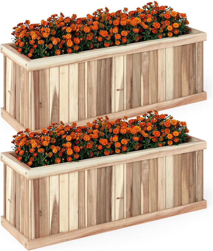 Giantex Acacia Wood Raised Garden Bed w/Drainage Gaps