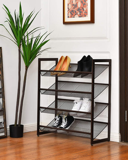 4-Tier Metal Shoe Rack, Shoe Storage Organizer - Giantexus