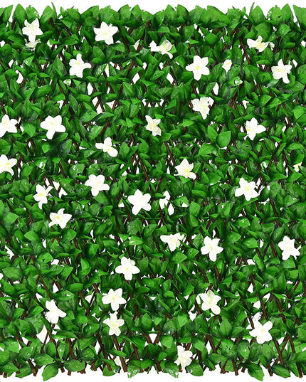 Expandable Fence with Leaves, 6.5ft Privacy Screen Decorative Fake Ivy Fencing Panel
