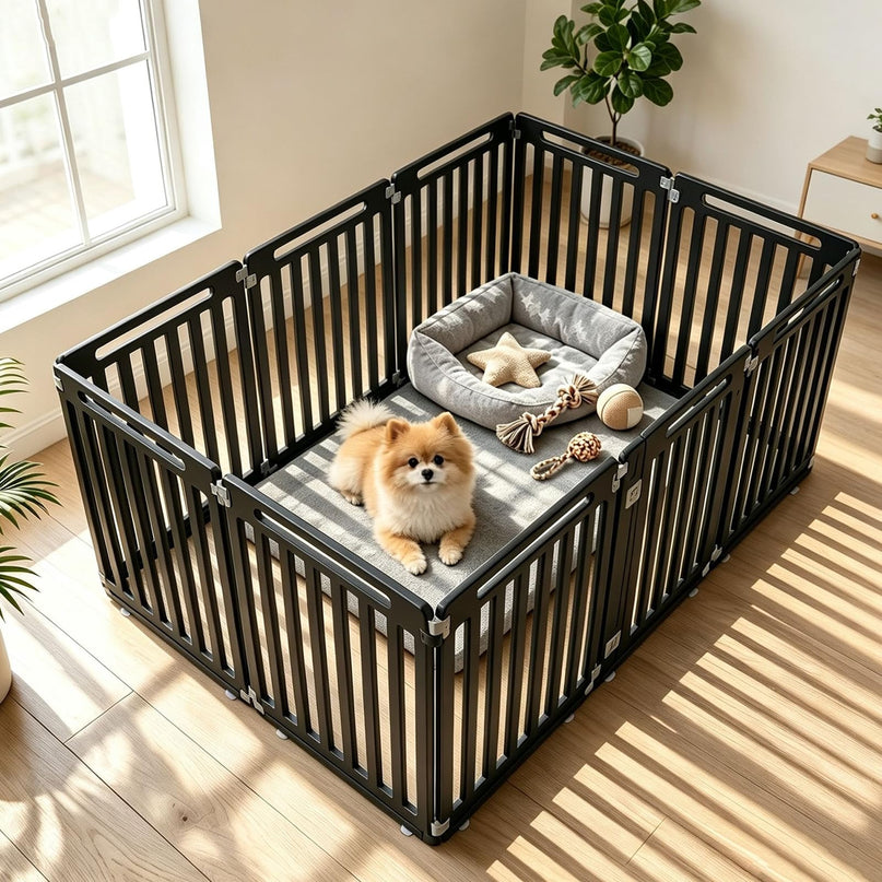 GIANTEX 32" Plastic Pet Fence with Lockable Door for Puppy