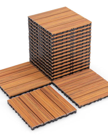 Giantex Interlocking Deck Tiles 18/36 Pack - 12" x 12" Weatherproof Composite Outdoor Flooring Covering