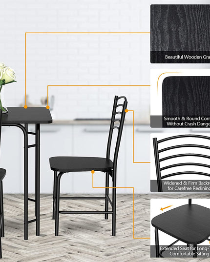 Giantex 5 PCS Dining Table Set 4 Person, Modern Kitchen Table and 4 Chairs,Black