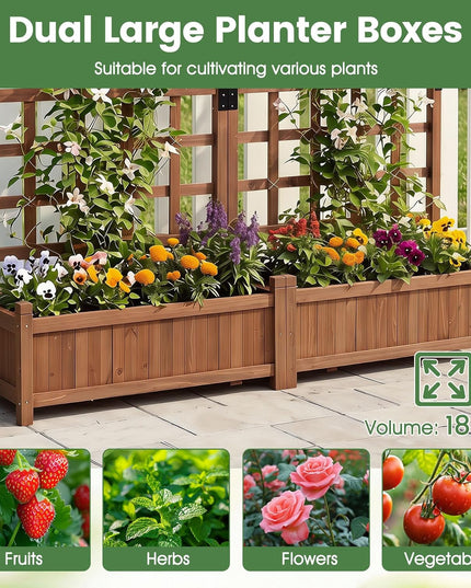 Giantex Wooden Raised Garden Bed with Trellis