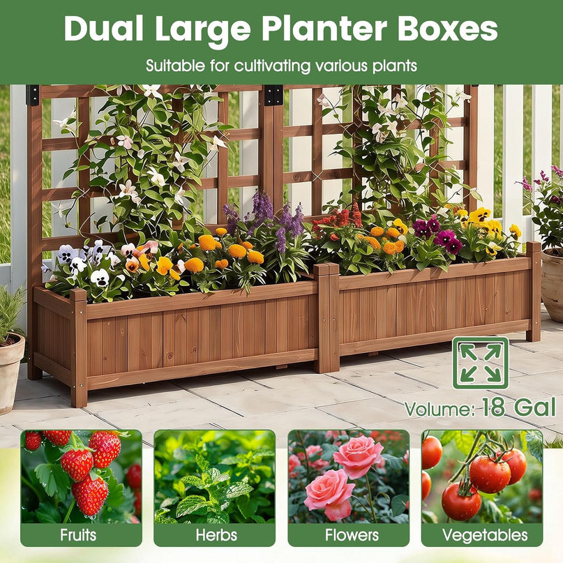 Giantex Wooden Raised Garden Bed with Trellis