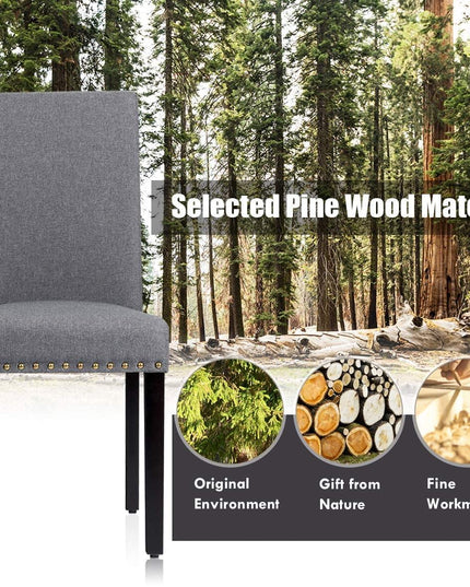 Giantex Upholstered Dining Chairs Set of 2 or 4, Fabric Side Chairs w/Wood Legs - Giantexus