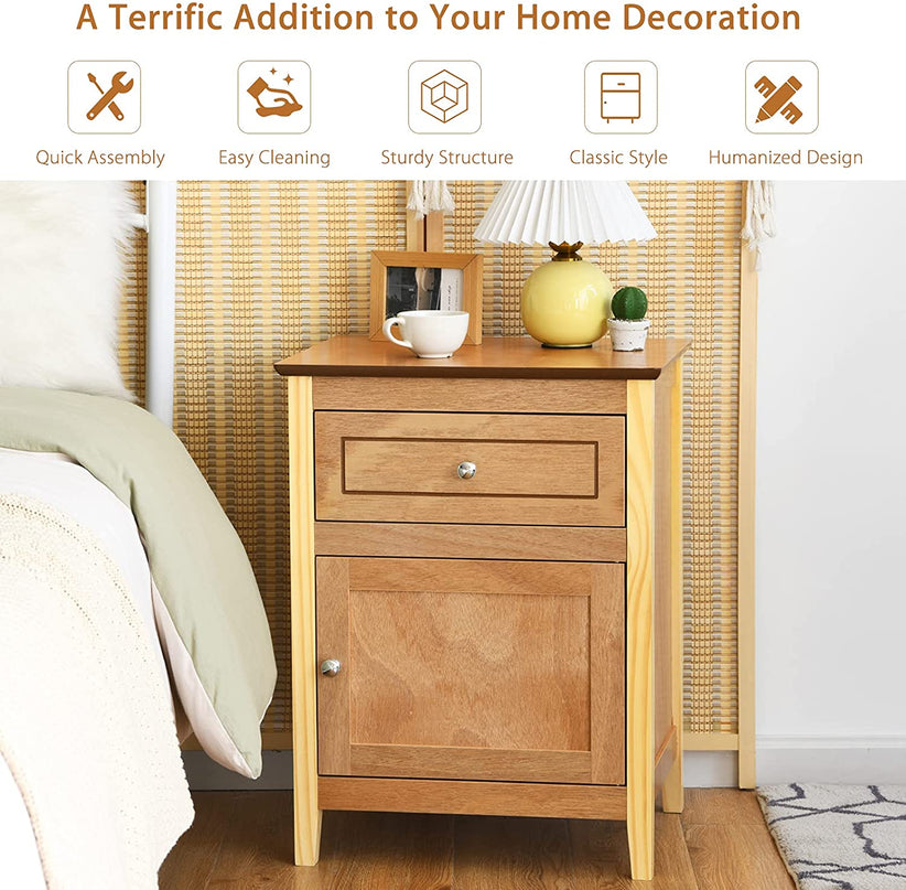 Wooden End Table W/Shelf - Giantex