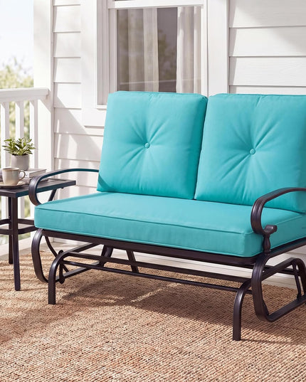 Giantex Outdoor Glider Bench, Patio 2 Person Loveseat with Removable Cushion
