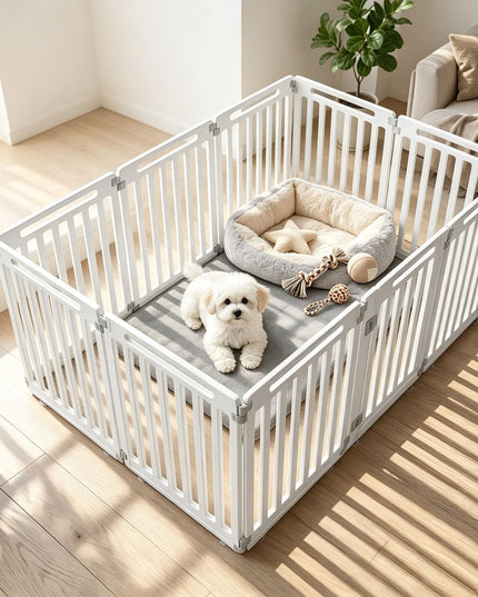 GIANTEX 32" Plastic Pet Fence with Lockable Door for Puppy
