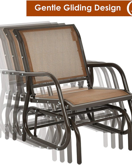 Swing Glider Chair W/Study Metal Frame Comfortable Patio Chair