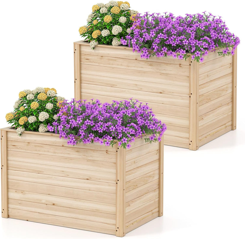 Giantex 40"x25"x26" Elevated Planter Box with Open-Ended Base for Deep-Rooted Plant