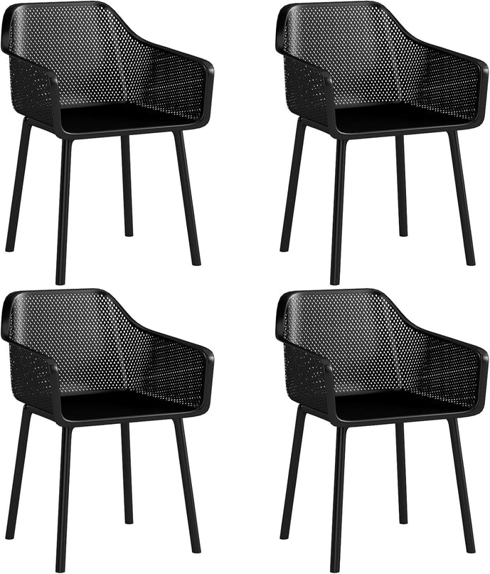 Giantex Plastic Dining Chairs w/Breathable Mesh Backrest Wide Seat Sturdy Supporting Legs