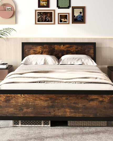 Giantex Metal Platform Bed Frame with Wood Headboard and Footboard