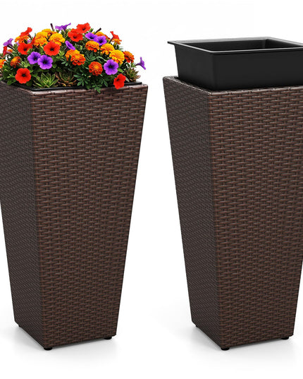 Giantex Tall Planters Set of 2 24”H Tapered Rattan Planter