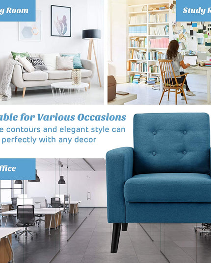 Giantex Modern Accent Chair, Mid-Century Upholstered Armchair Club Chair - Giantexus