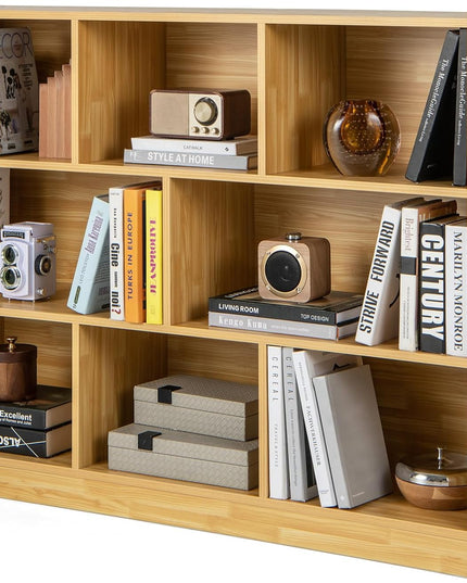 8 Cube Bookcase, Freestanding 3-Tier Open Bookshelf - Giantex