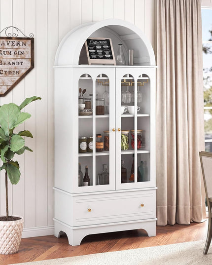 Giantex 71.5" Arched Cabinet, 5-Tier Wooden Pantry Cabinet