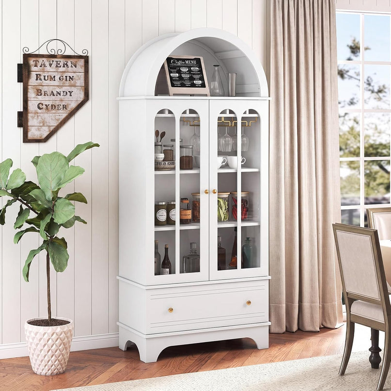 Giantex 71.5" Arched Cabinet, 5-Tier Wooden Pantry Cabinet