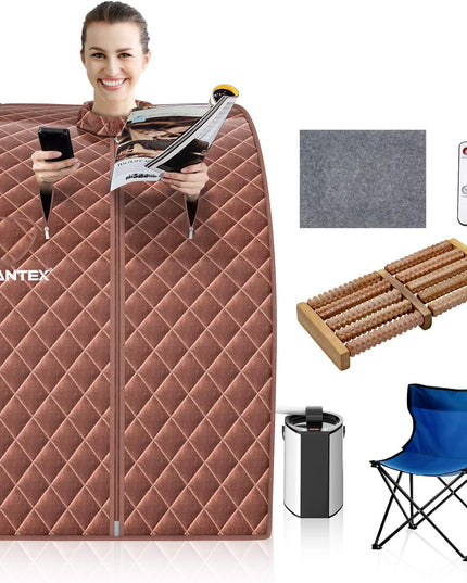 Giantex Portable Steam Sauna, Personal Therapeutic Sauna for Detox, Temperature & Timer Adjustable