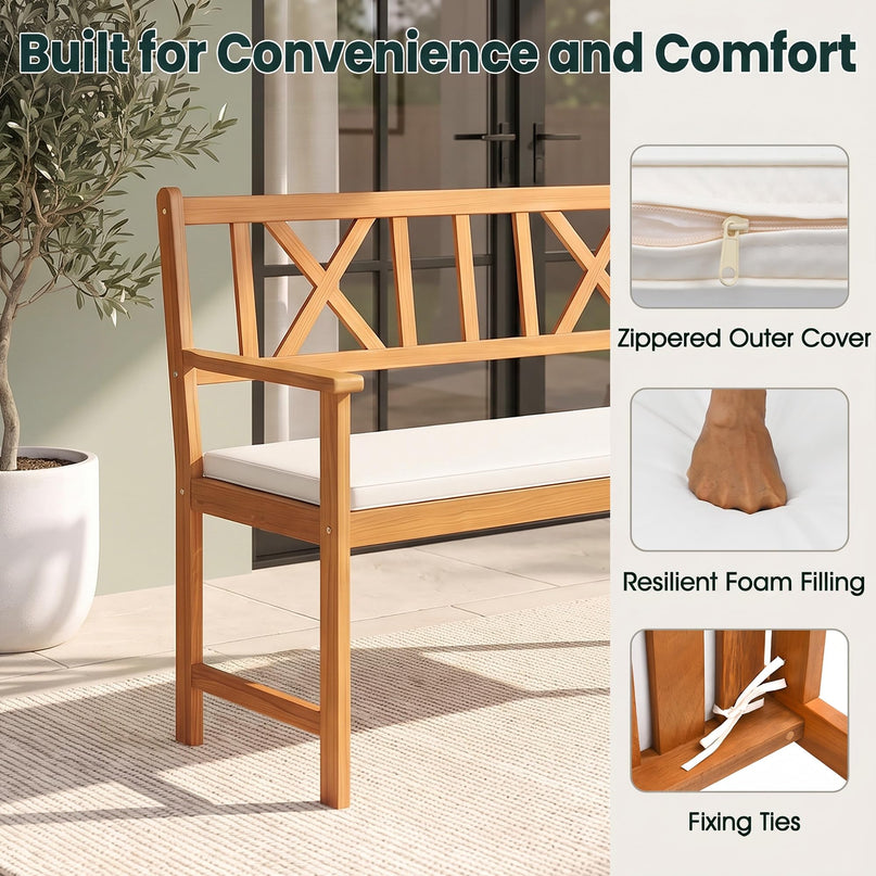 GIANTEX 2-Person Outdoor Acacia Wood Loveseat Bench