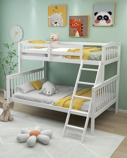 Giantex Bunk Bed, Solid Wood Detachable Bed Frame with High Guardrails & Integrated Ladder