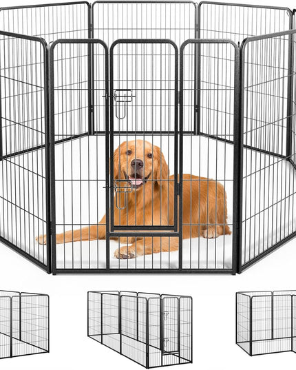 Giantex Dog Playpen Outdoor 40" H - 8/16 Panels Metal Pet Fence for Large Dogs, Heavy Duty Dog Pen Exercise Fence with Door