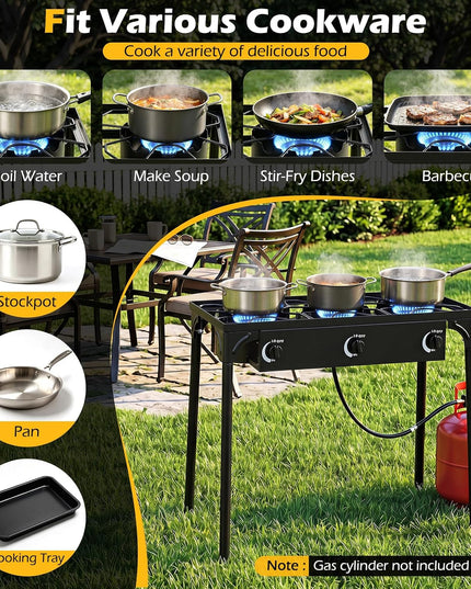 Giantex 3 Burner Propane Burner, 240,000 BTU High Pressure Gas Stove