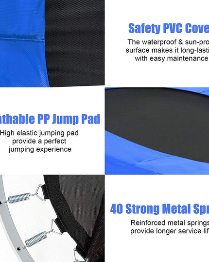 Mini Trampoline, 2 Persons Foldable Fitness Trampoline w/ 5 Levels Height Adjustable Handle, Max Load 330LBS - Giantexus