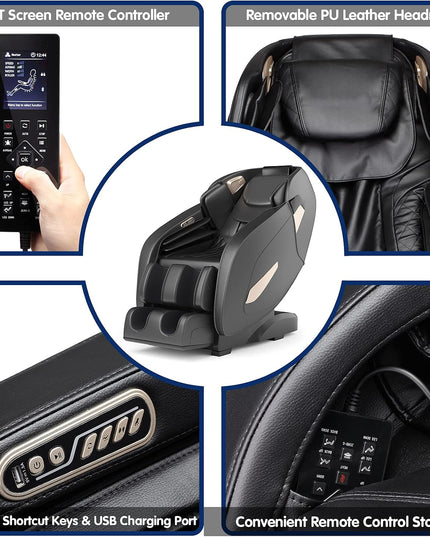 Giantex Full Body Massage Chair, SL Track Massage Recliner Electric Zero Gravity W/Airbags, Back Heater, Foot Roller, Auto Body Detector, Adjusting Shiatsu Full Body Massage Chair G002