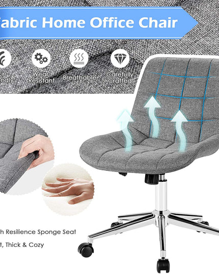 Modern Home Office Chair, Fabric Armless Leisure Chair