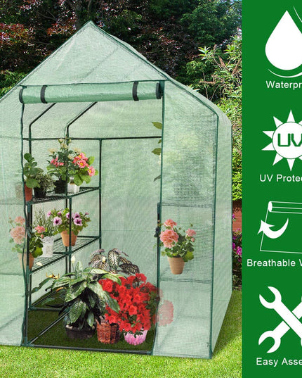 Outdoor Portable Greenhouse Mini Walk in 3 Tiers 8 Shelves Stands