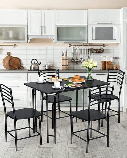 Giantex 5 PCS Dining Table Set 4 Person, Modern Kitchen Table and 4 Chairs,Black