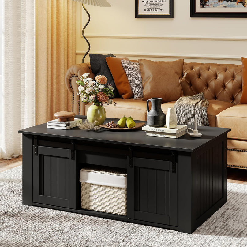 Giantex 47" Farmhouse Lift Top Coffee Table with Storage
