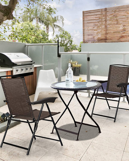 Giantex 2 Pack Patio Dining Chairs, Adjustable Sling Back Chairs with Armrest, Folding Patio Chairs