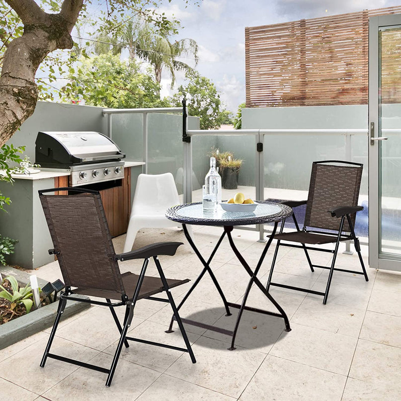 Giantex 2 Pack Patio Dining Chairs, Adjustable Sling Back Chairs with Armrest, Folding Patio Chairs