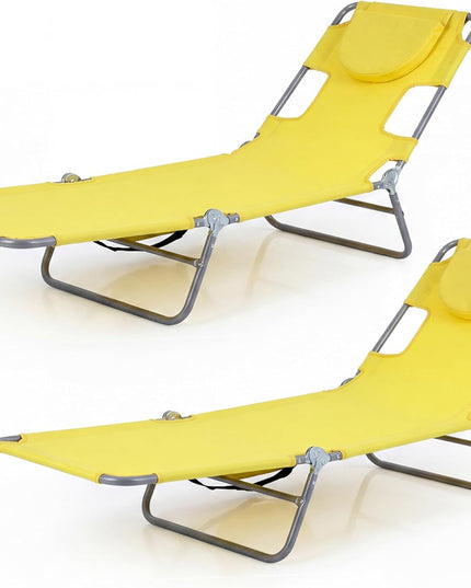 Giantex Folding Tanning Chair with Face Hole& 5-Position Adjustable Backrest (1/2)