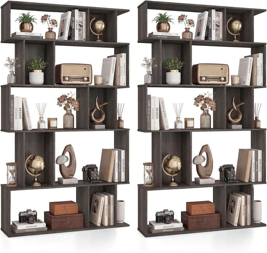 Giantex Bibliothèque à 5 niveaux | Étagère géométrique à 10 cubes avec 5 casiers à fond fermé
