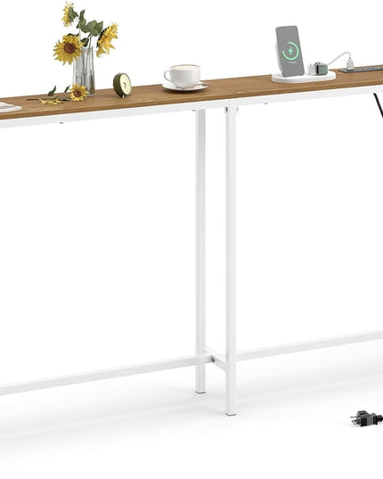 Console étroite Giantex de 180 cm avec 2 prises de courant et ports USB-C
