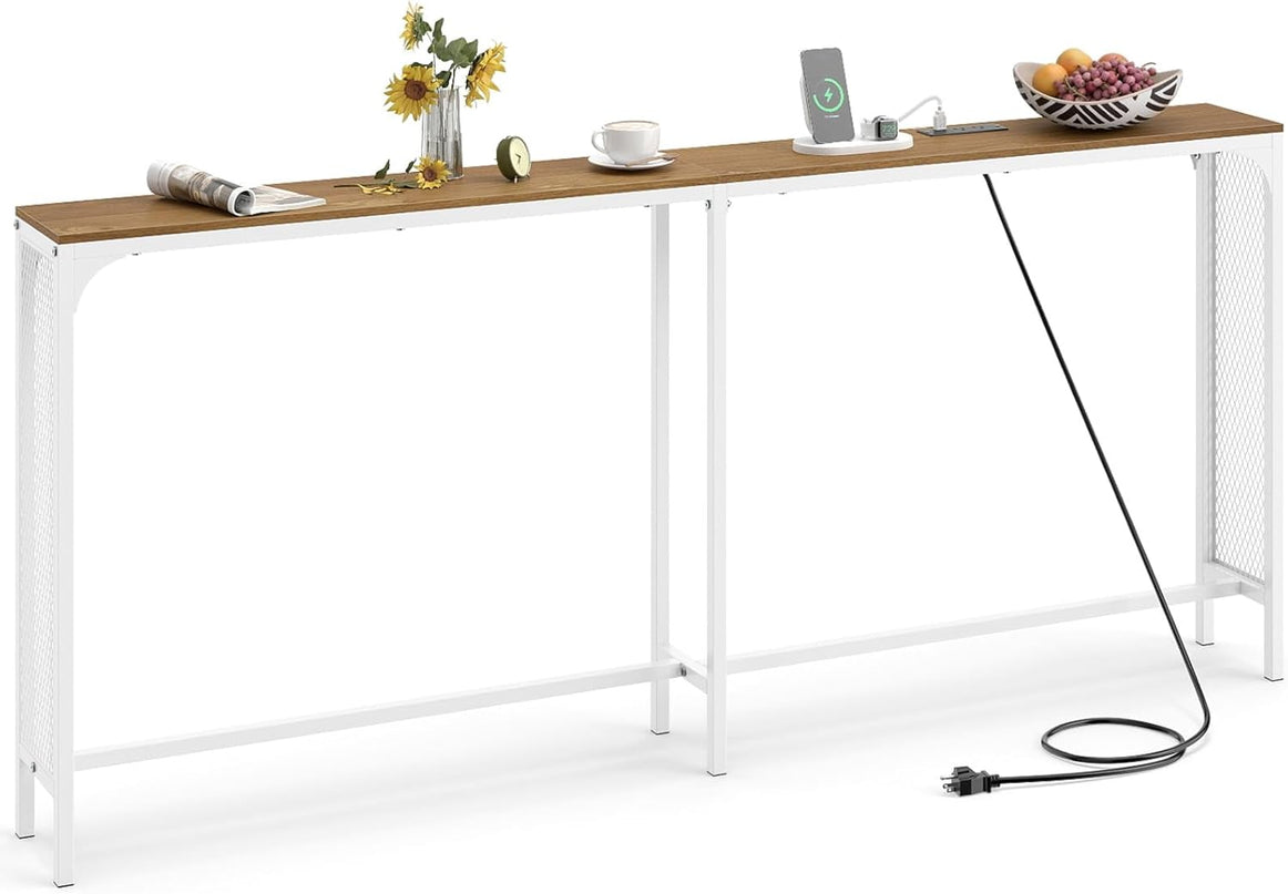 Console étroite Giantex de 180 cm avec 2 prises de courant et ports USB-C