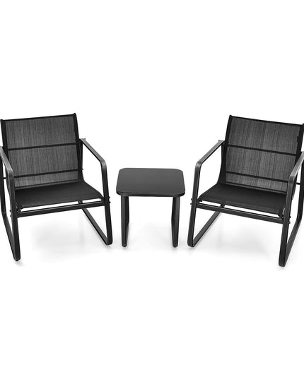 Giantex 3 Pieces Patio Furniture Set, Outdoor Bistro Set with Rustproof Steel Frame
