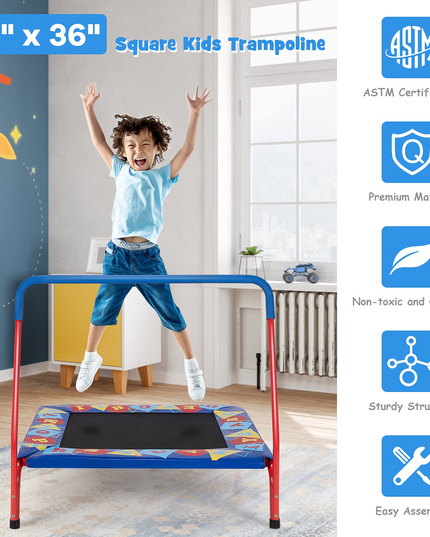 ASTM Approved Square Workout Rebounder Trampoline with Safety Padded Cover