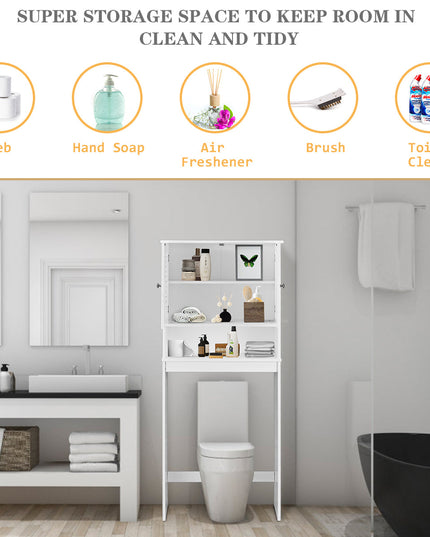 Bathroom Over-The-Toilet Space Saver Storage with Adjustable Shelf