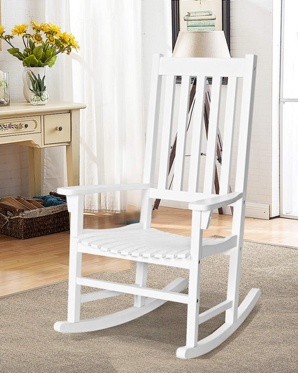 Giantex Rocking Chair Acacia Wood Frame Outdoor& Indoor