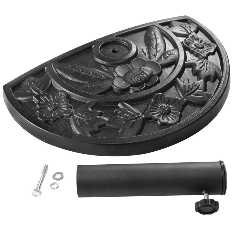 Giantex 20" Outdoor Patio Half Round Umbrella Base Stand, Black - Giantexus