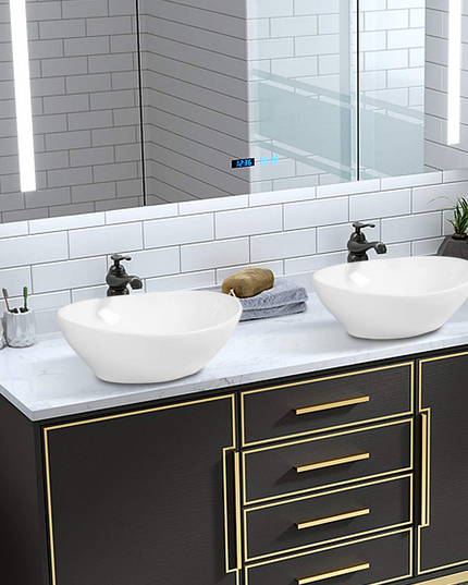 Giantex Vessel Sink 16x13 Inch Basin Porcelain W/Pop Up Drain Oval Bathroom Ceramic Sink Bowl