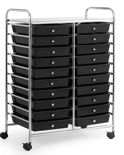 Giantex Storage Drawer Carts, 20-Drawer Organizer, Utility Cart on Wheels