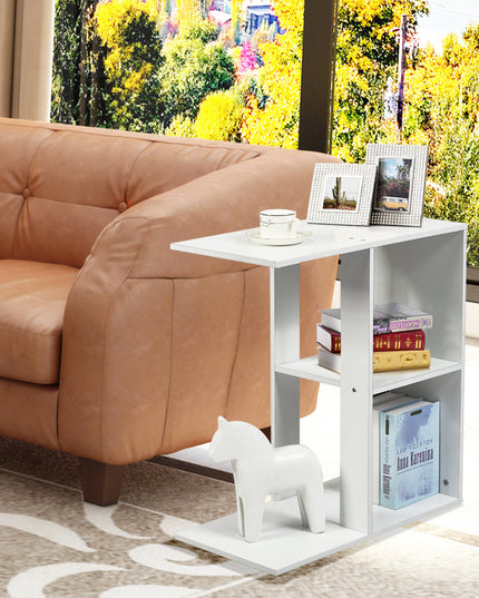 Giantex End Table C Shaped Side Table with Storage Shelf Snack Table TV Tray for Coach