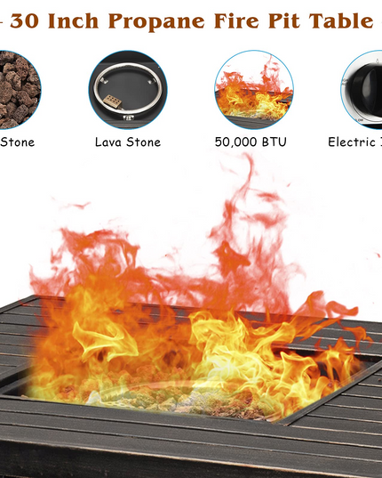 Giantex Gas Fire Pit Table, 30 Inch 50,000 BTU Auto-Ignition Propane Fire Pit (Brown)