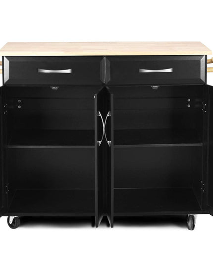 Giantex Kitchen Island Cart, Rolling Trolley Cart Utility Cabinet w/Rubber Wood Top