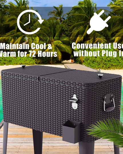 Giantex 80 Quart Rattan Rolling Cooler Cart