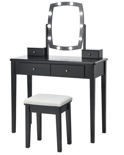 Giantex Modern Bedroom Makeup Desk Dressing Table with Cushioned Stool for Girls Women